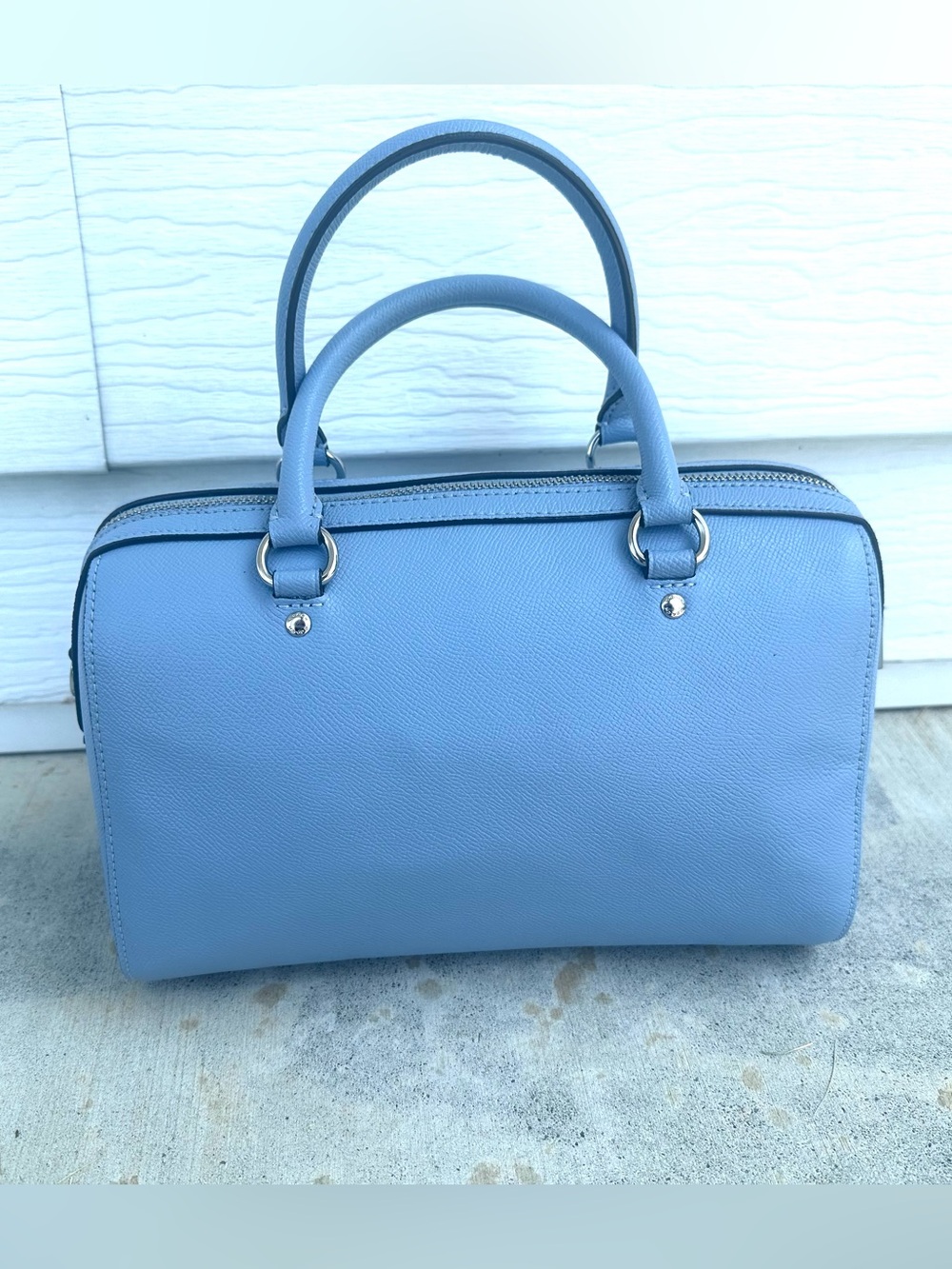 COACH Rowan Gray Twilight Blue Leather Crossbody Purse Bag Silver Hardware 79946 - Picture 8 of 17